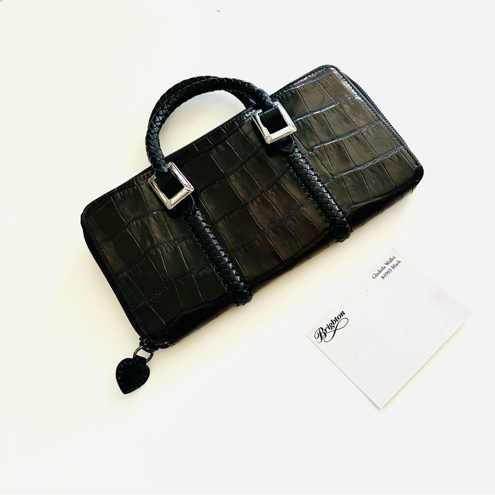 Brighton Black Crocodile Embossed Gladiola Women's Wallet EUC - Picture 8 of 9